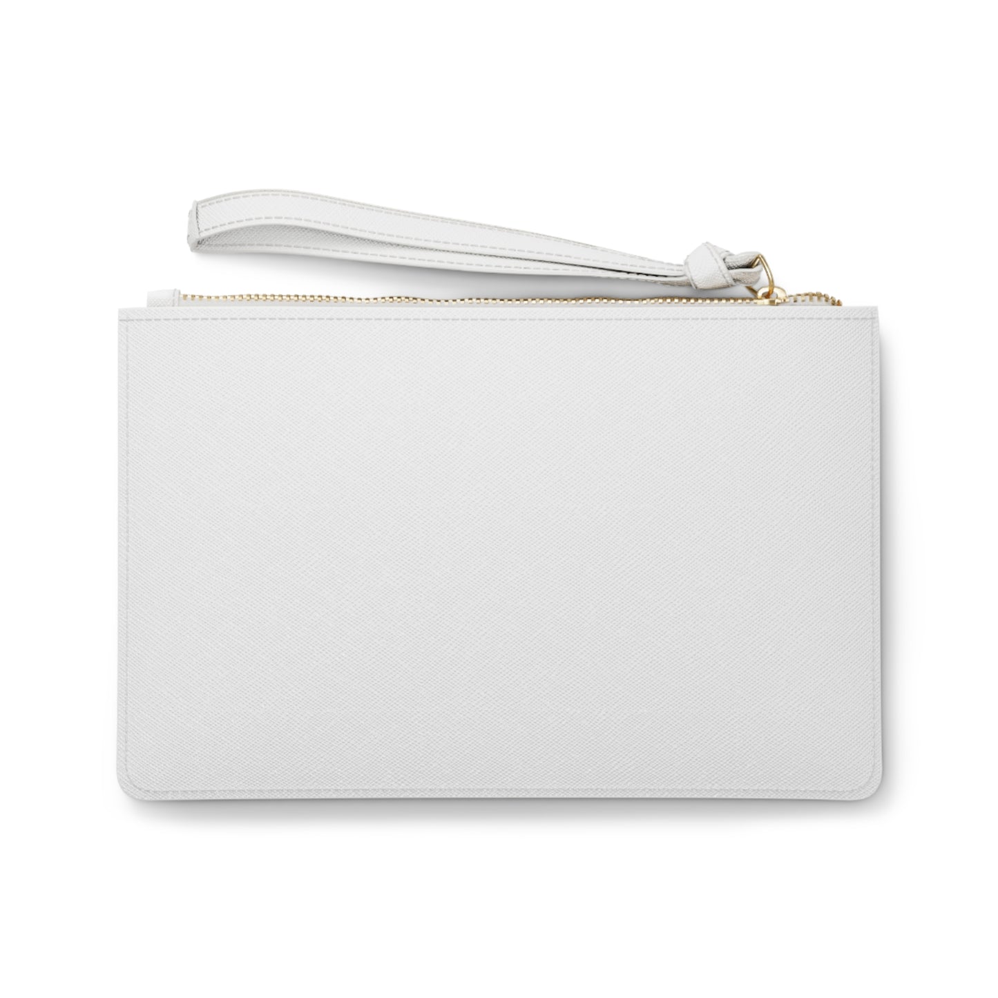 QAS Elegant White Clutch Bag with Gold Accents